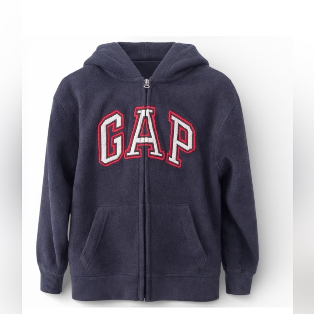 Gap Kids Navy Logo Zip Fleece Hoodie Size S 6–7 Years